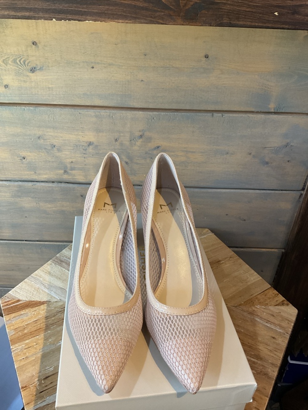 Marc Fisher Blush Mesh Pointed Block Heel Pumps - Picture 2 of 3